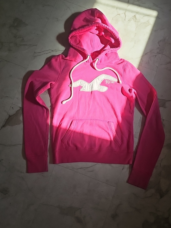 Hollister Tops - Hollister Bright Pink Logo Pullover Hoodie